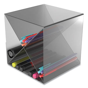 Plastic Cube-shaped Desk Shelf, 4-compartment, 6 X 6 X 6, Smoke