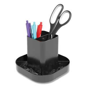 Plastic Rotating Organizer, 6-compartment, 6.2 X 5.4, Black