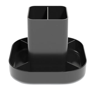 Plastic Rotating Organizer, 6-compartment, 6.2 X 5.4, Black