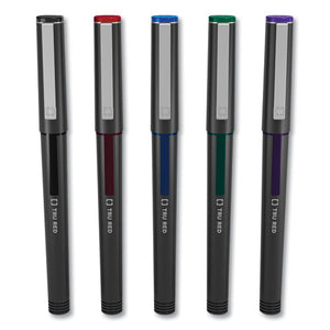 Roller Ball Pen, Stick, Fine 0.5 Mm, Assorted Ink Colors, Black Barrel, 5-pack