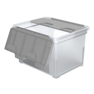 Hanging-file Box With Fixed Winged-lid, Letter-legal Files, 14.2 X 17.5 X 11.1, Clear