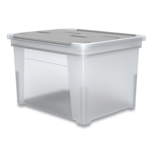 Hanging-file Box With Fixed Winged-lid, Letter-legal Files, 14.2 X 17.5 X 11.1, Clear