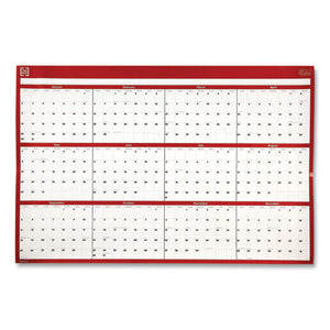 Reversible Yearly Wall Calendar, 24 X 36, Red-white, 2022