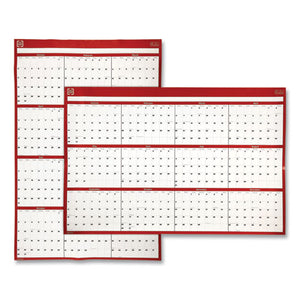 Reversible Yearly Wall Calendar, 24 X 36, Red-white, 2022