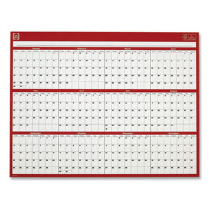 Reversible-erasable Wall Calendar, 12 X 15.7, Red-white, 2022