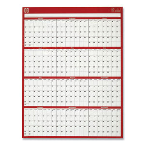 Reversible-erasable Wall Calendar, 12 X 15.7, Red-white, 2022