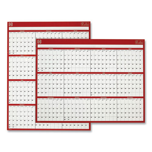 Reversible-erasable Wall Calendar, 12 X 15.7, Red-white, 2022