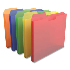 Plastic File Pockets, 1-3 Cut Tab, Letter Size, Assorted Colors, 5-pack
