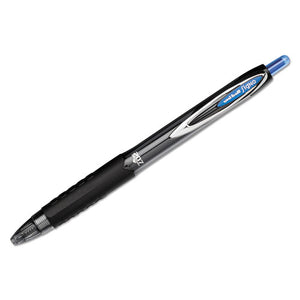 Signo 207 Needle Point Retractable Gel Pen, 0.7mm, Blue Ink, Black Barrel, Dozen