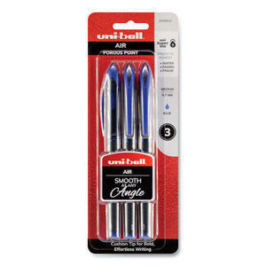 Air Porous Gel Pen, Stick, Medium 0.7 Mm, Blue Ink, Black-blue Barrel, 3-pack