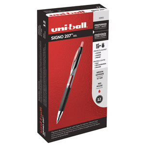 Signo 207 Retractable Gel Pen, 0.7mm, Red Ink, Smoke-black-red, Dozen