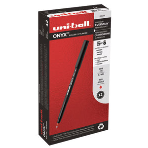Onyx Stick Roller Ball Pen, Fine 0.7mm, Red Ink, Black Matte Barrel, Dozen