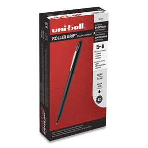 Grip Stick Roller Ball Pen, Micro 0.5mm, Black Ink-barrel, Dozen