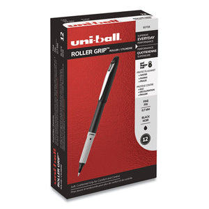 Grip Stick Roller Ball Pen, Fine 0.7 Mm, Black Ink-barrel, Dozen