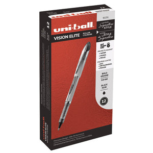 Vision Elite Stick Roller Ball Pen, Bold 0.8mm, Black Ink, White-black Barrel