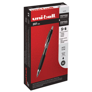 Signo 207 Retractable Gel Pen, Micro 0.5mm, Black Ink, Smoke-black Barrel, Dozen