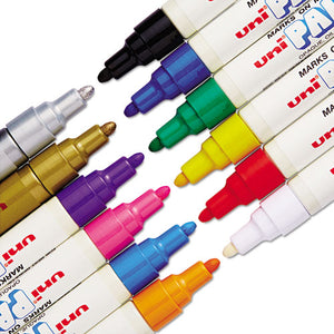 Permanent Marker, Medium Bullet Tip, Assorted Colors, 12-set