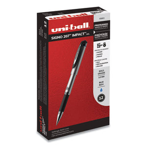 207 Impact Stick Gel Pen, Bold 1mm, Blue Ink, Black Barrel