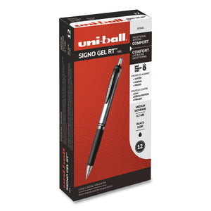 Signo Retractable Gel Pen, 0.7mm, Black Ink, Black-metallic Barrel, Dozen