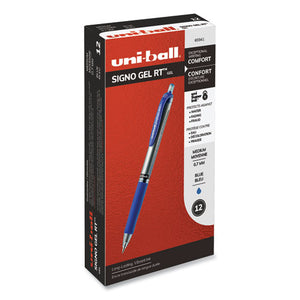 Signo Retractable Gel Pen, 0.7mm, Blue Ink, Blue-metallic Barrel, Dozen