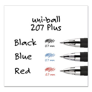 207plus+ Gel Pen, Retractable, Medium 0.7 Mm, Assorted Ink Colors, Black Barrel, 6-pack