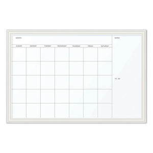 Magnetic Dry Erase Calendar With Decor Frame, 30 X 20, White Surface And Frame