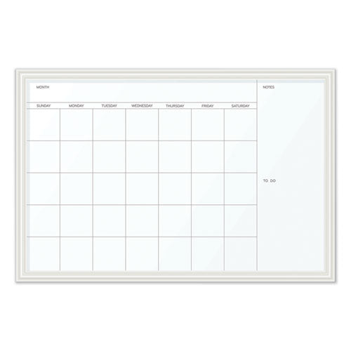 Magnetic Dry Erase Calendar With Decor Frame, 30 X 20, White Surface And Frame