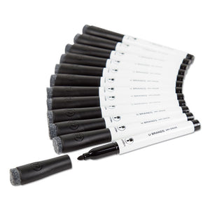 Medium Point Low-odor Dry-erase Markers With Erasers, Black, Dozen