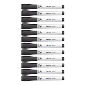 Medium Point Low-odor Dry-erase Markers With Erasers, Black, Dozen