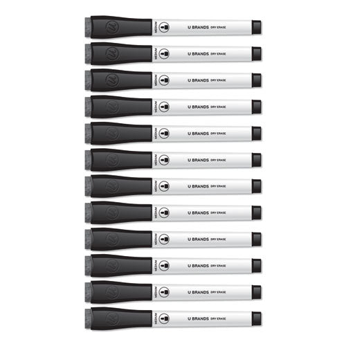 Medium Point Low-odor Dry-erase Markers With Erasers, Black, Dozen