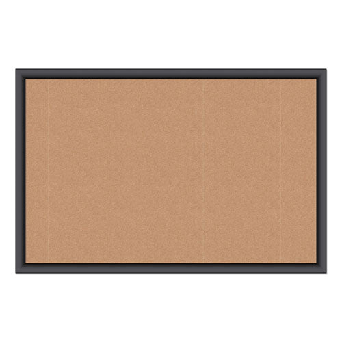 Cork Bulletin Board, 36 X 24, Natural Surface, Black Frame