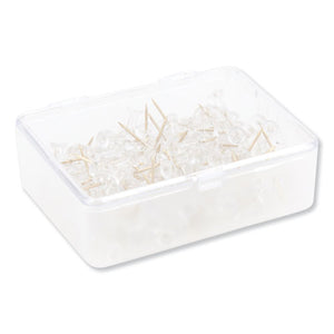 Standard Push Pins, Plastic, Clear, Gold Pin, 7-16", 100-pack