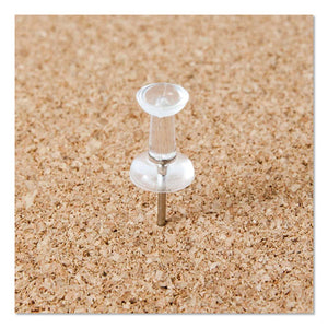 Standard Push Pins, Plastic, Clear, Silver Pin, 7-16", 200-pack