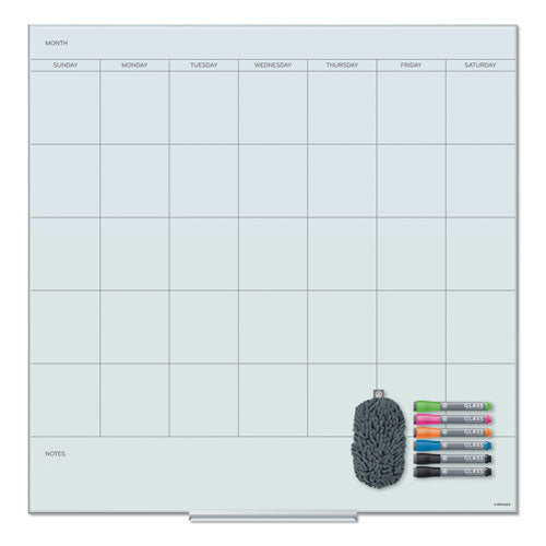 Floating Glass Dry Erase Undated One Month Calendar, 36 X 36, White