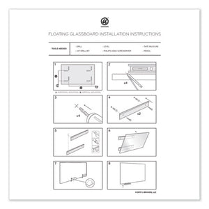 Floating Glass Dry Erase Board, 36 X 24, White