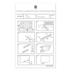 Floating Glass Dry Erase Board, 48 X 36, White