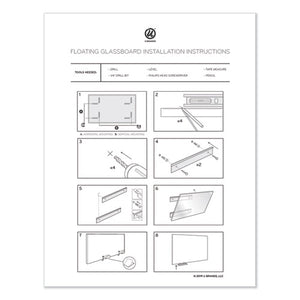 Floating Glass Dry Erase Board, 72 X 36, White