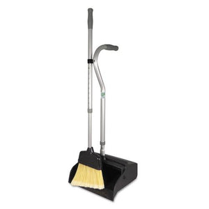 ESUNGEDTBG - Telescopic Ergo Dust Pan With Broom, 12" Wide, 45" High, Metal, Gray-silver