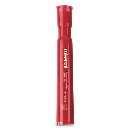 ESUNV07052 - Permanent Markers, Chisel Tip, Red, Dozen