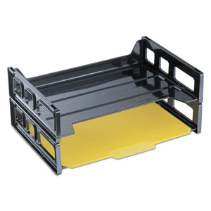 ESUNV08100 - Side Load Letter Desk Tray, Two Tier, Plastic, Black