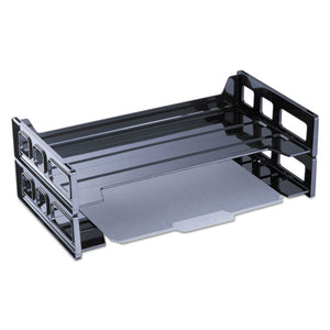 ESUNV08101 - Side Load Legal Desk Tray, Two Tier, Plastic, Black