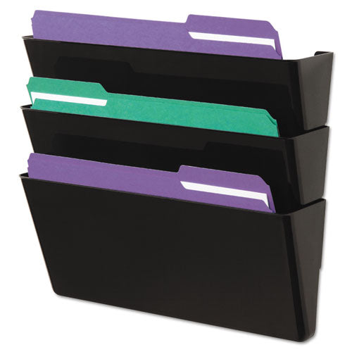 ESUNV08121 - WALL FILE, THREE POCKET, PLASTIC, BLACK