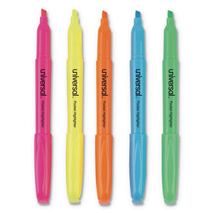 ESUNV08850 - Pocket Highlighter, Chisel Tip, Fluorescent Colors, 5-set