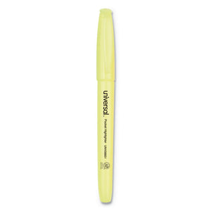 ESUNV08851 - Pocket Clip Highlighter, Chisel Tip, Fluorescent Yellow Ink, Dozen