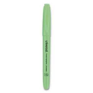 ESUNV08852 - Pocket Clip Highlighter, Chisel Tip, Fluorescent Green Ink, Dozen