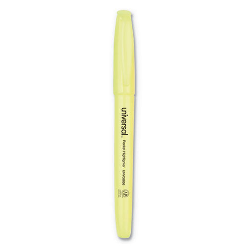 ESUNV08856 - Pocket Clip Highlighter, Chisel Tip, Fluorescent Yellow Ink, 36-pack