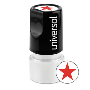 ESUNV10081 - Round Message Stamp, Star, Pre-Inked-re-Inkable, Red