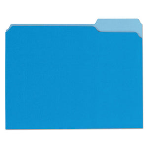 ESUNV10501 - File Folders, 1-3 Cut One-Ply Top Tab, Letter, Blue-light Blue, 100-box