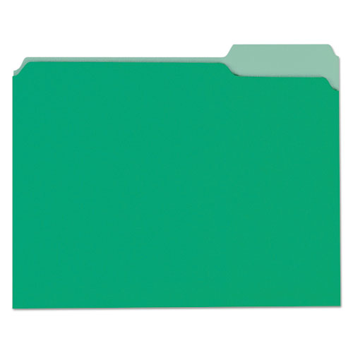 ESUNV10502 - File Folders, 1-3 Cut One-Ply Tab, Letter, Green-light Green, 100-box