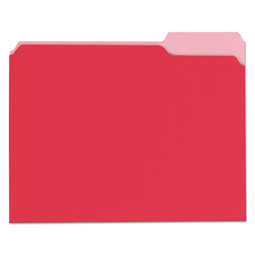 ESUNV10503 - File Folders, 1-3 Cut One-Ply Top Tab, Letter, Red-light Red, 100-box